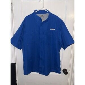 Realtree Fishing Mens XL Blue Short Sleeve Button Up Fishing Shirt